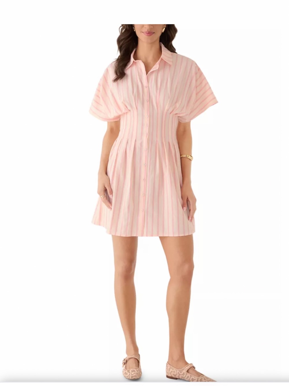 Oak & Trellis Bellini Striped Button-Front Mini Dress